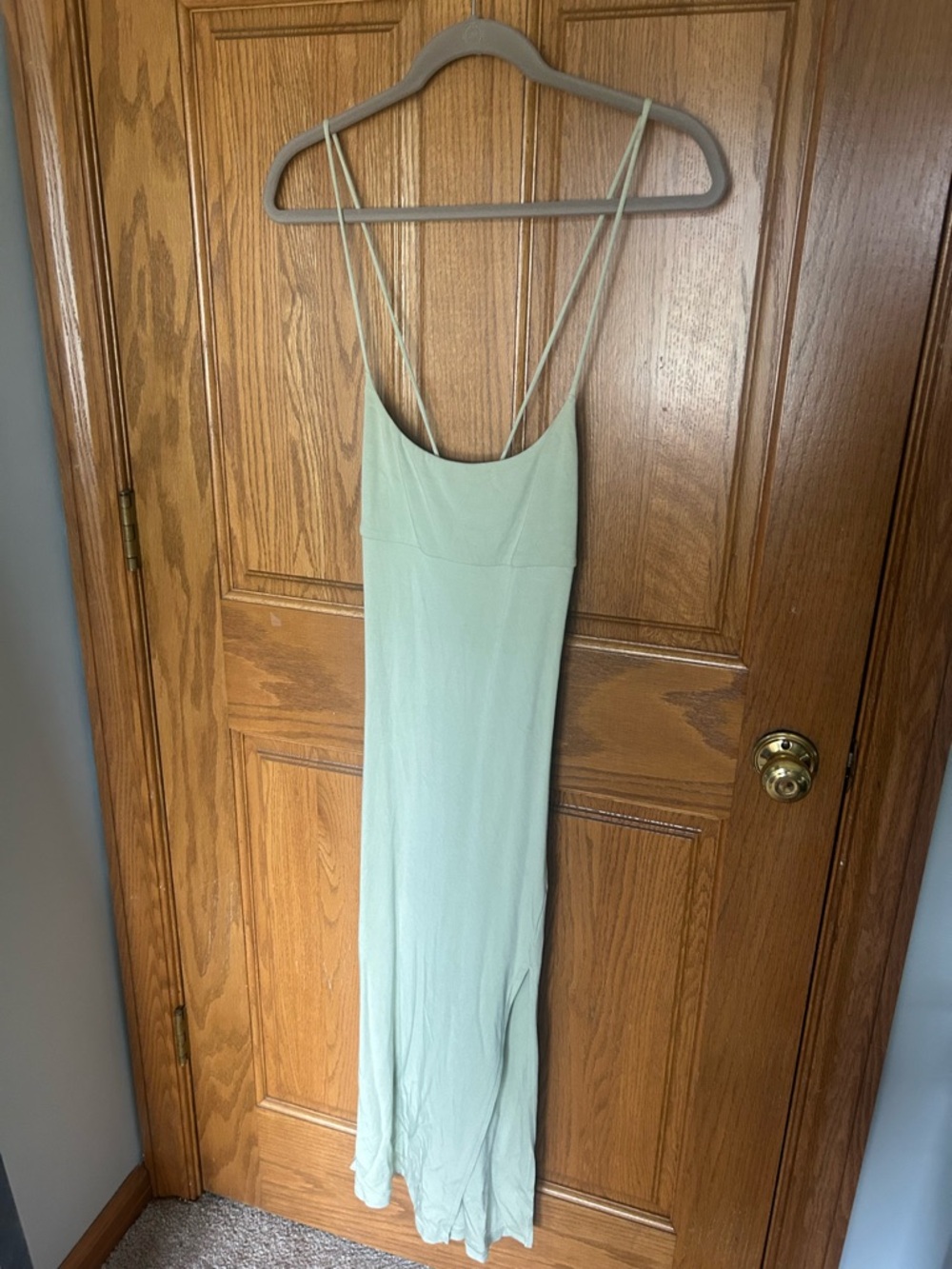 Wilfred Sage Green Maxi Slip Dress with Double Spaghetti Straps